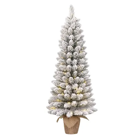 Kerstboom Gerlos Frosted H120 x Ø51cm - met verlichting - afbeelding 1