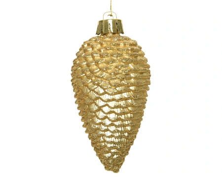 Kerstornament Dennenappels Glitter Lichtgoud - 6 stuks - afbeelding 2