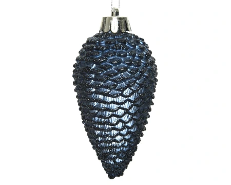 Kerstornament Dennenappels Glitter Nachtblauw - 6 stuks - afbeelding 2