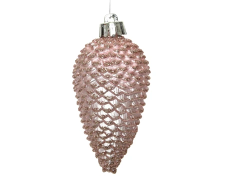 Kerstornament Dennenappels Glitter Poederroze