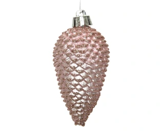 Kerstornament Dennenappels Glitter Poederroze