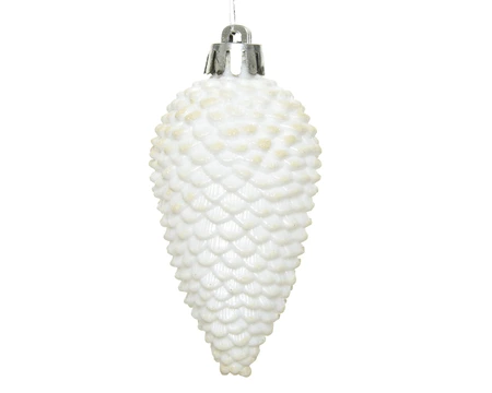 Kerstornament Dennenappels Glitter Winterwit - 6 stuks - afbeelding 2