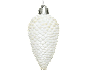 Kerstornament Dennenappels Glitter Winterwit - 6 stuks - afbeelding 2