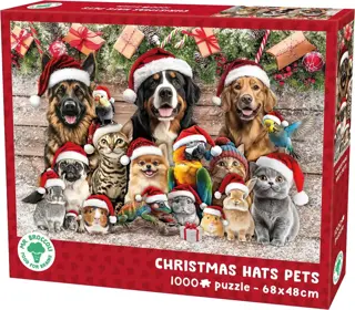 Kerstpuzzel Christmas Hats Pets - 1000 stukjes