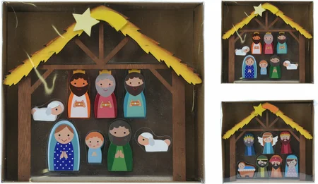 Kerststal 7-delig 21cm (assorti)
