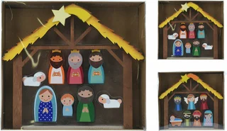 Kerststal 7-delig 21cm (assorti)