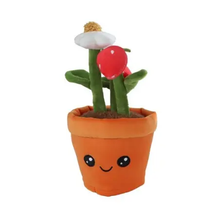 Plant Pluche Aardbei H23cm Oranje Pot