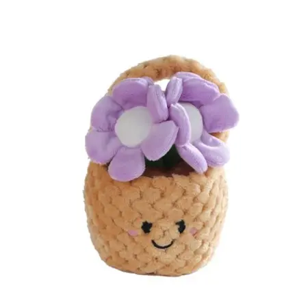 Bloemenmand Pluche 18cm - Lila Bloemen