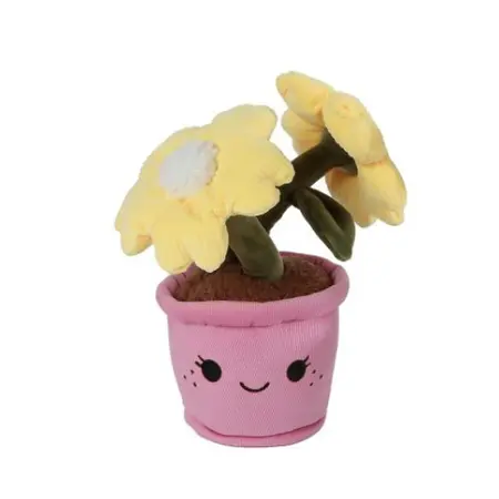 Knuffelplant Pluche Bloem 18cm - Gele Bloem