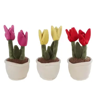 Knuffelplant Pluche Tulp H27cm (assorti)