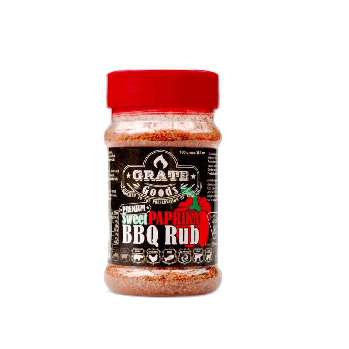 Kruiden Sweet Paprika BBQ Rub Grate Goods 180 gr bestel je bij de