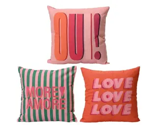 Kussen polyester met tekst 45x45cm (3 opties)