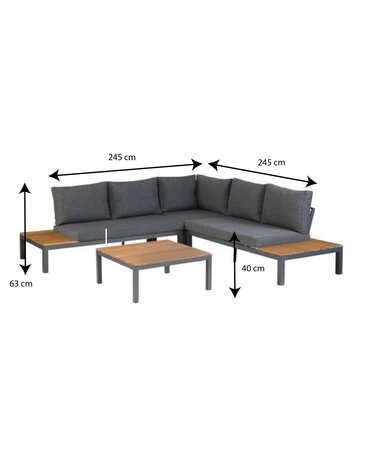La vida hoek loungeset - Exotan - Teak - afmetingen