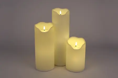 Large Kaarsenset Led Creme - set van 3 stuks - afbeelding 3
