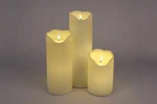 Large Kaarsenset Led Creme - set van 3 stuks - afbeelding 3