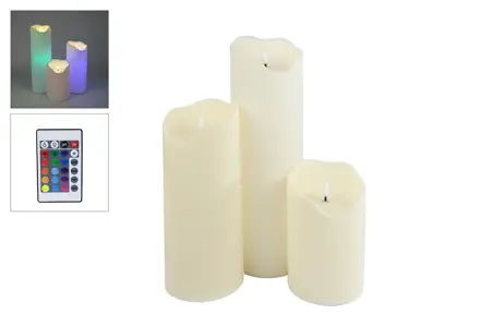 Large Kaarsenset Led Gekleurd - set van 3 stuks - afbeelding 1