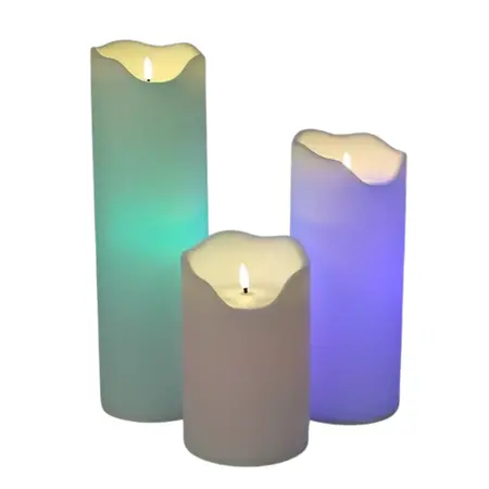 Large Kaarsenset Led Gekleurd - set van 3 stuks - afbeelding 1