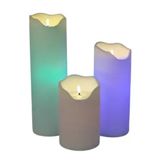 Large Kaarsenset Led Gekleurd - set van 3 stuks - afbeelding 1