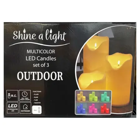 Large Kaarsenset Led Gekleurd - set van 3 stuks - afbeelding 2