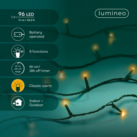 LED Battery Lights Twinkle - Lumineo - 96 lampjes Klassiek Warm - afbeelding 3