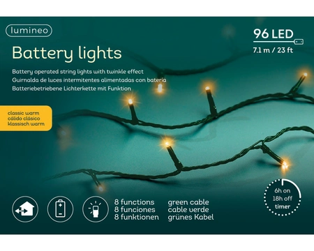 LED Battery Lights Twinkle - Lumineo - 96 lampjes Klassiek Warm - afbeelding 4