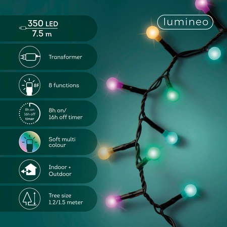 Led Cherry Compact Twinkle Lights - Lumineo - 350 lampjes Soft multi colour - afbeelding 4