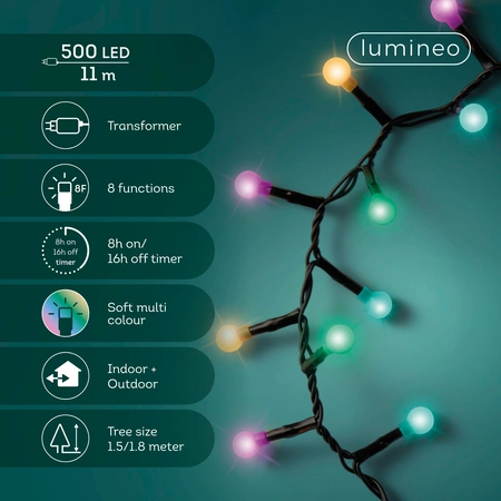 Led Cherry Compact Twinkle Lights - Lumineo - 500 lampjes Soft multi colour - afbeelding 4