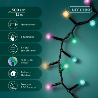 Led Cherry Compact Twinkle Lights - Lumineo - 500 lampjes Soft multi colour - afbeelding 4