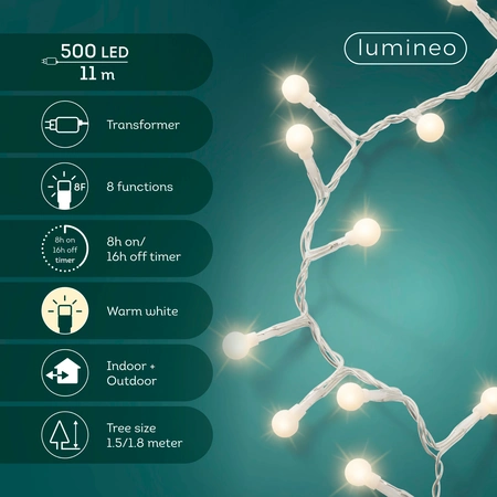 Led Cherry Compact Twinkle Lights - Lumineo - 500 lampjes Warm Wit - afbeelding 4