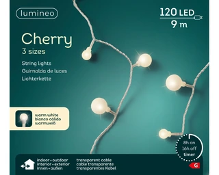 LED Cherry Lights - Lumineo - 120 lampjes Warm Wit / Transparant - afbeelding 4