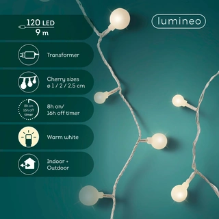 LED Cherry Lights - Lumineo - 120 lampjes Warm Wit / Transparant - afbeelding 6