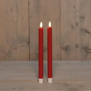 LED dinerkaars 3D-vlam 25cm - Rood (set van 2) - afbeelding 2