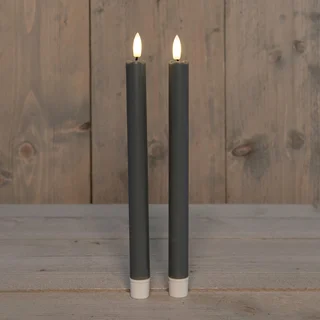 LED dinerkaars 3D-vlam 25cm - Taupe (set van 2) - afbeelding 2