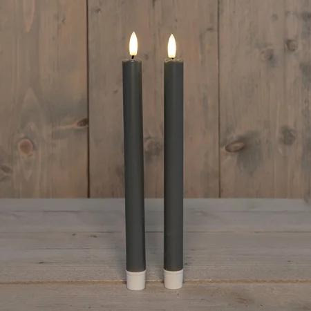 LED dinerkaars 3D-vlam 25cm - Taupe (set van 2) - afbeelding 3