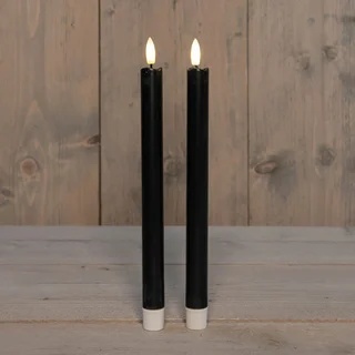 LED dinerkaars 3D-vlam 25cm - Zwart (set van 2) - afbeelding 2