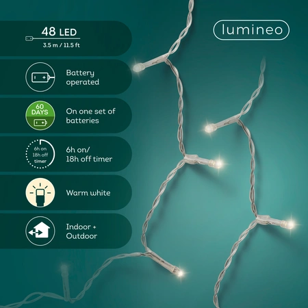 LED Durawise Battery Lights Basic - Lumineo - 48 lampjes Warm wit - afbeelding 2