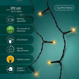 LED Durawise Battery Lights Twinkle - Lumineo - 192 lampjes Klassiek Warm - afbeelding 4