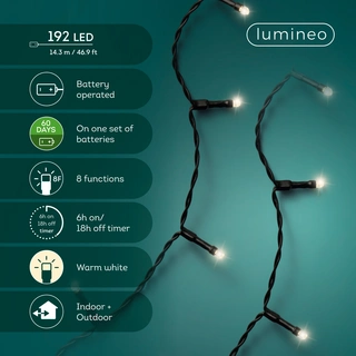 LED Durawise Battery Lights Twinkle - Lumineo - 192 lampjes warm wit - afbeelding 3