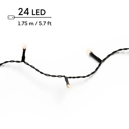 LED Durawise Battery Lights Twinkle - Lumineo - 24 lampjes warm wit - afbeelding 1