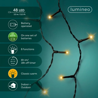 LED Durawise Battery Lights Twinkle - Lumineo - 48 lampjes Klassiek Warm - afbeelding 4