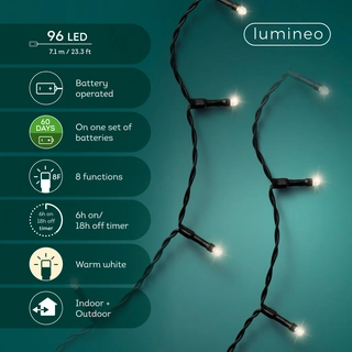 LED Durawise Battery Lights Twinkle - Lumineo - 96 lampjes warm wit - afbeelding 3
