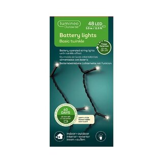LED Durawise Battery Lights Twinkle - Lumineo - 48 lampjes warm wit - afbeelding 2