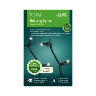 LED Durawise Battery Lights Twinkle - Lumineo - 96 lampjes warm wit - afbeelding 2