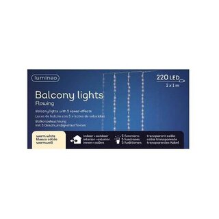 LED Gordijnverlichting Balkon - 200x100cm - Lumineo - 220 lampjes warm wit - afbeelding 2