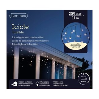 LED Icicle Lights Twinkle - Lumineo - 259 lampjes warm wit - afbeelding 2