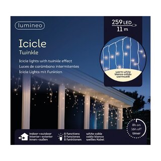 LED Icicle Lights Twinkle - Lumineo - 259 lampjes warm wit / wit snoer - afbeelding 2