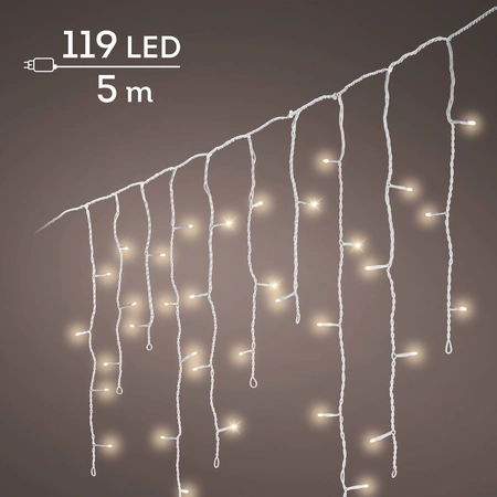 LED Icicle Lights Twinkle - Lumineo - 119 lampjes warm wit / wit snoer - afbeelding 2