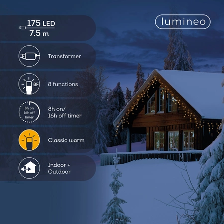 LED Icicle Lights Twinkle - Lumineo - 175 lampjes klassiek warm - afbeelding 2