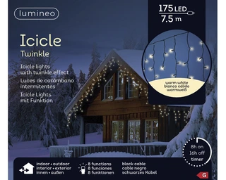 LED Icicle Lights Twinkle - Lumineo - 175 lampjes warm wit - afbeelding 4