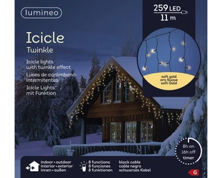 LED Icicle Lights Twinkle - Lumineo - 259 lampjes Soft Gold - afbeelding 3